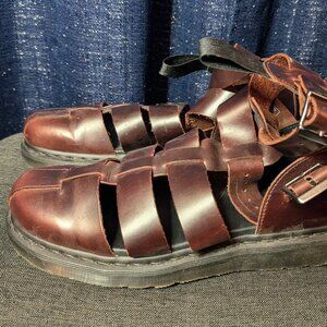 Doc Marten's Mens 12 Geraldo Gladiator Sandals Leather Like New Brown